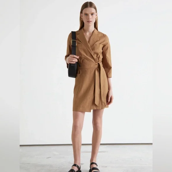 brown linen wrap dress Eda Midi Wrap Dress Brown Espresso – LUXMII